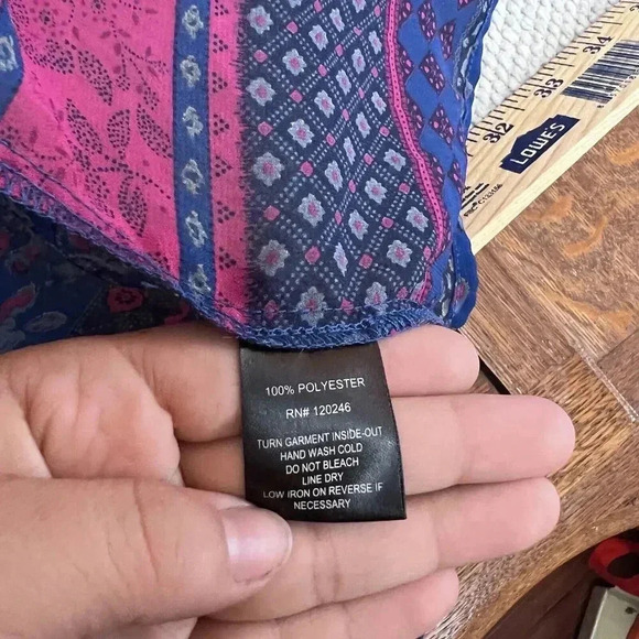 Wallflower Blue Pink Longline Paisley Kimono Cardigan Duster Sz M Boho Western - Picture 5 of 8